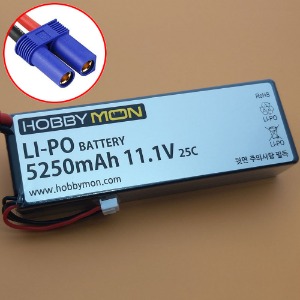 하비몬[BM0321-EC5] [2셀 크기 3셀 리포 배터리｜하드케이스] 5250mAh 11.1V 3S 25C Hard Case LiPo Battery w/EC5 Connector (크기 139 x 47 x 25.5mm)[상품코드]HOBBYMON